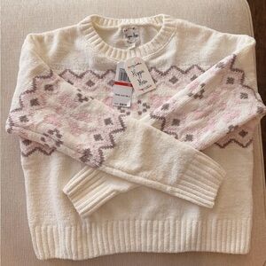 Hippie Rose Cream and Pink Patterned Sweater